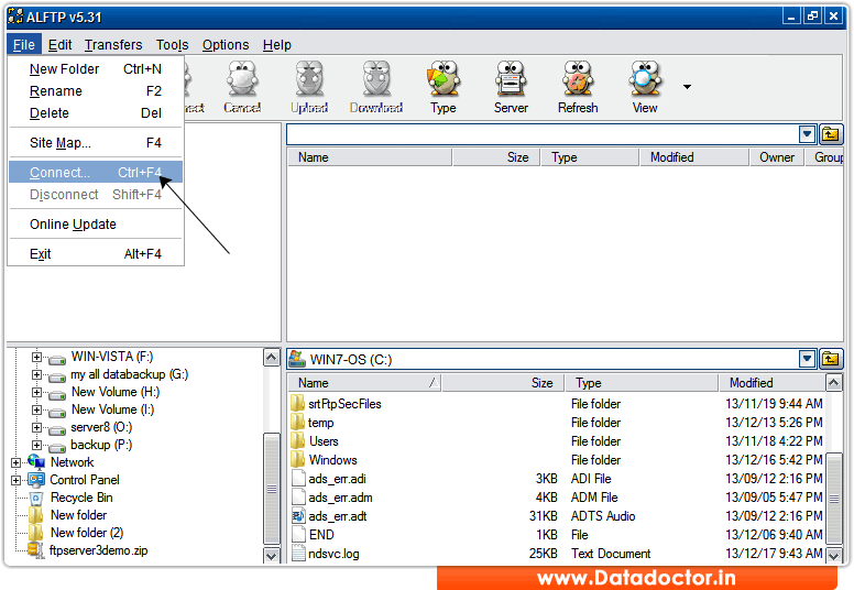 Open ALFTP application Open ALFTP application