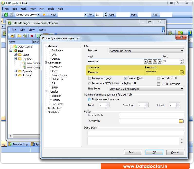 Lacate the password field Lacate the password field